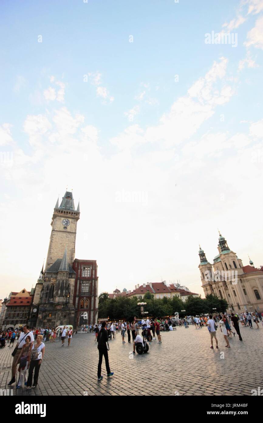 Unidentified tourists visiting Prague in summer Stock Photo