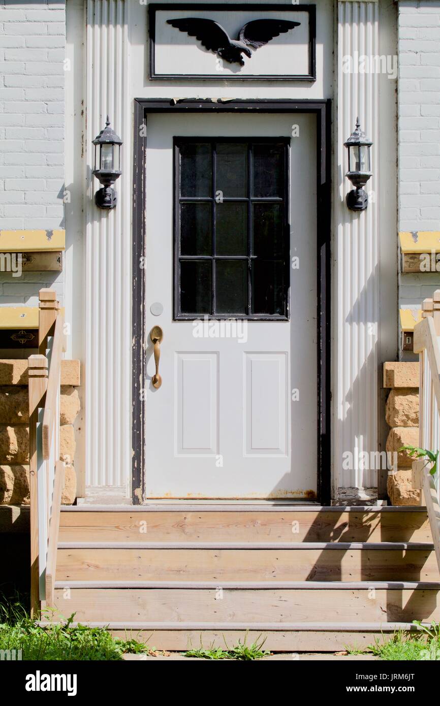 White Door Entrance Stock Photo