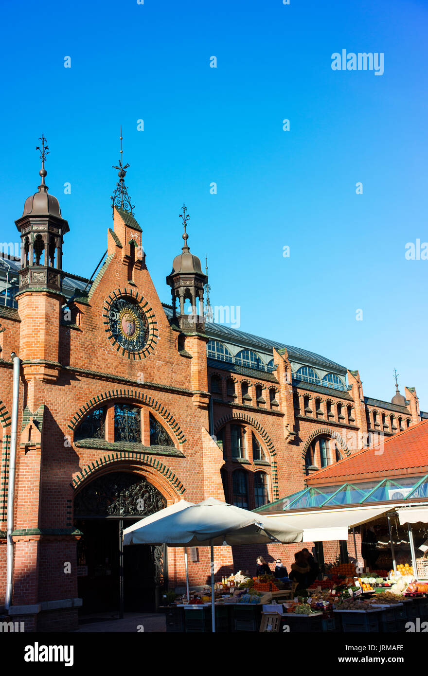 One of the entrances to Hala Targowa, Gdansk's Market Hall, which was built in the late 19th century. Stock Photo