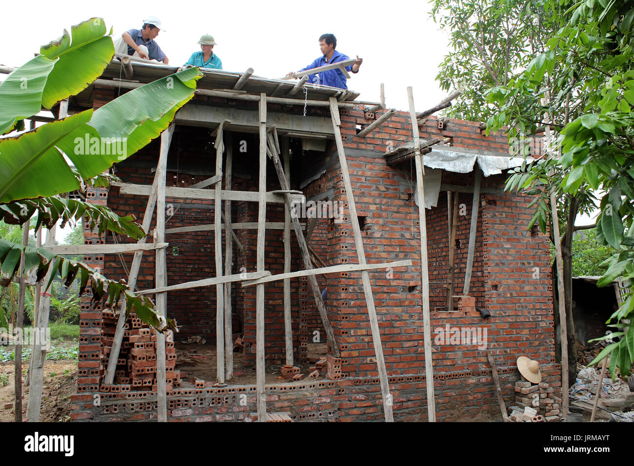 HAI DUONG, VIETNAM, September, 24 Construction workers are building