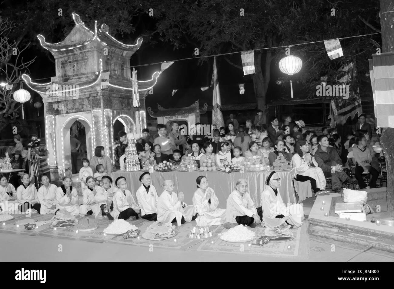 HAI DUONG, VIETNAM, February, 25 Monks and the faithful ceremony at
