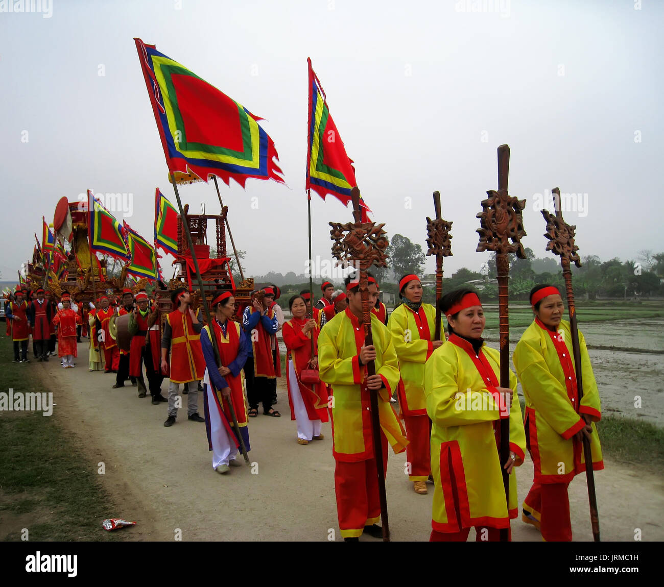 HAI DUONG, VIETNAM, March, 4: Group of people in traditional costume ...