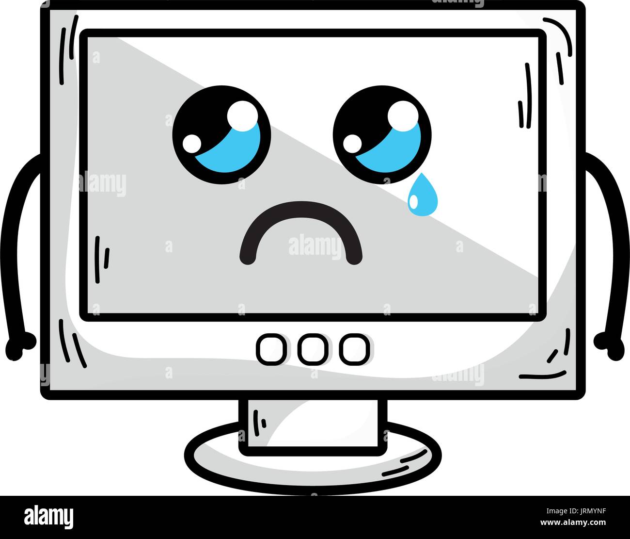 line kawaii cute crying computer technology Stock Vector Image & Art ...