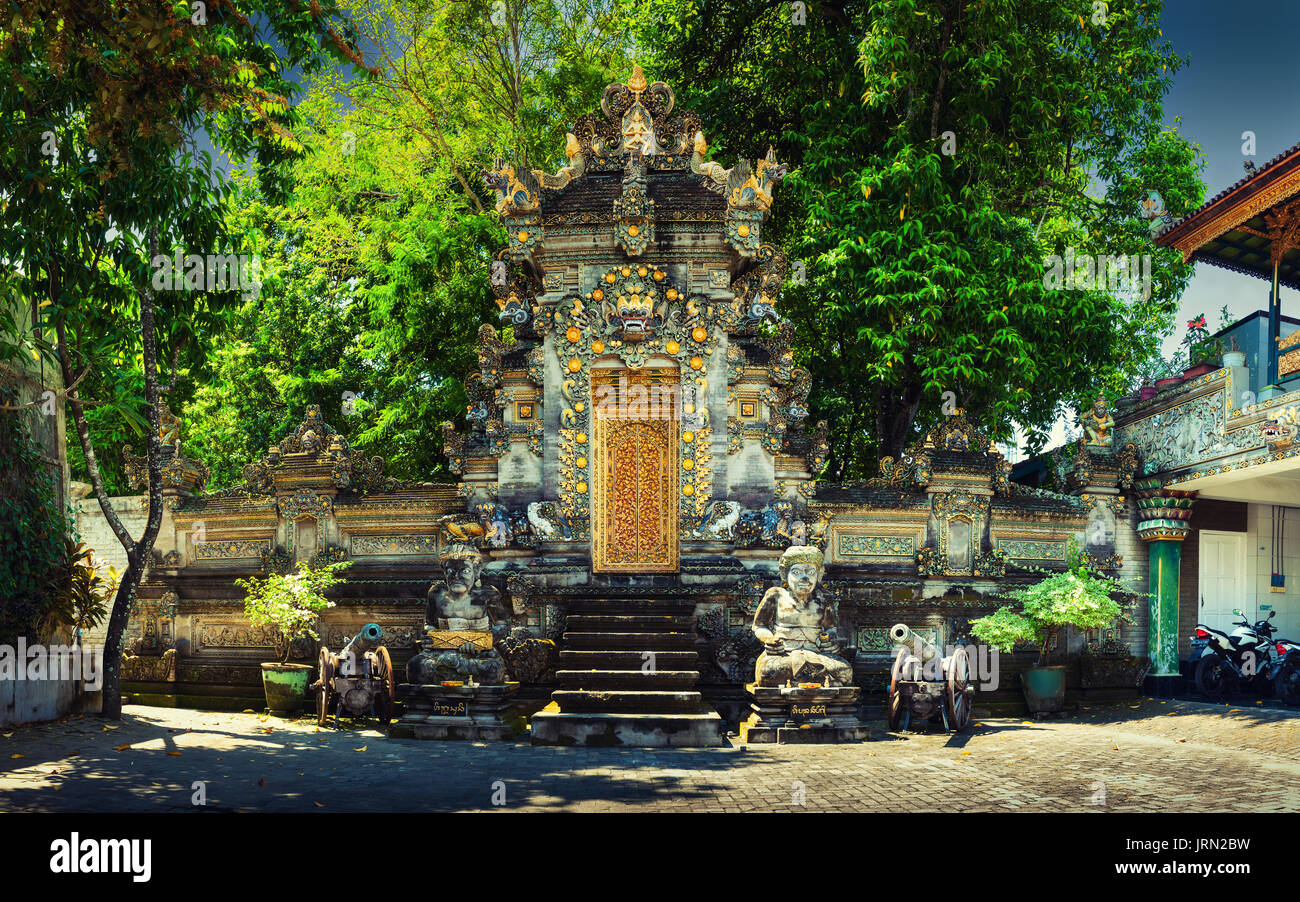 Gardian statue at entrance Bali temple / Bali Hindu temple / Bali, Indonesia Stock Photo