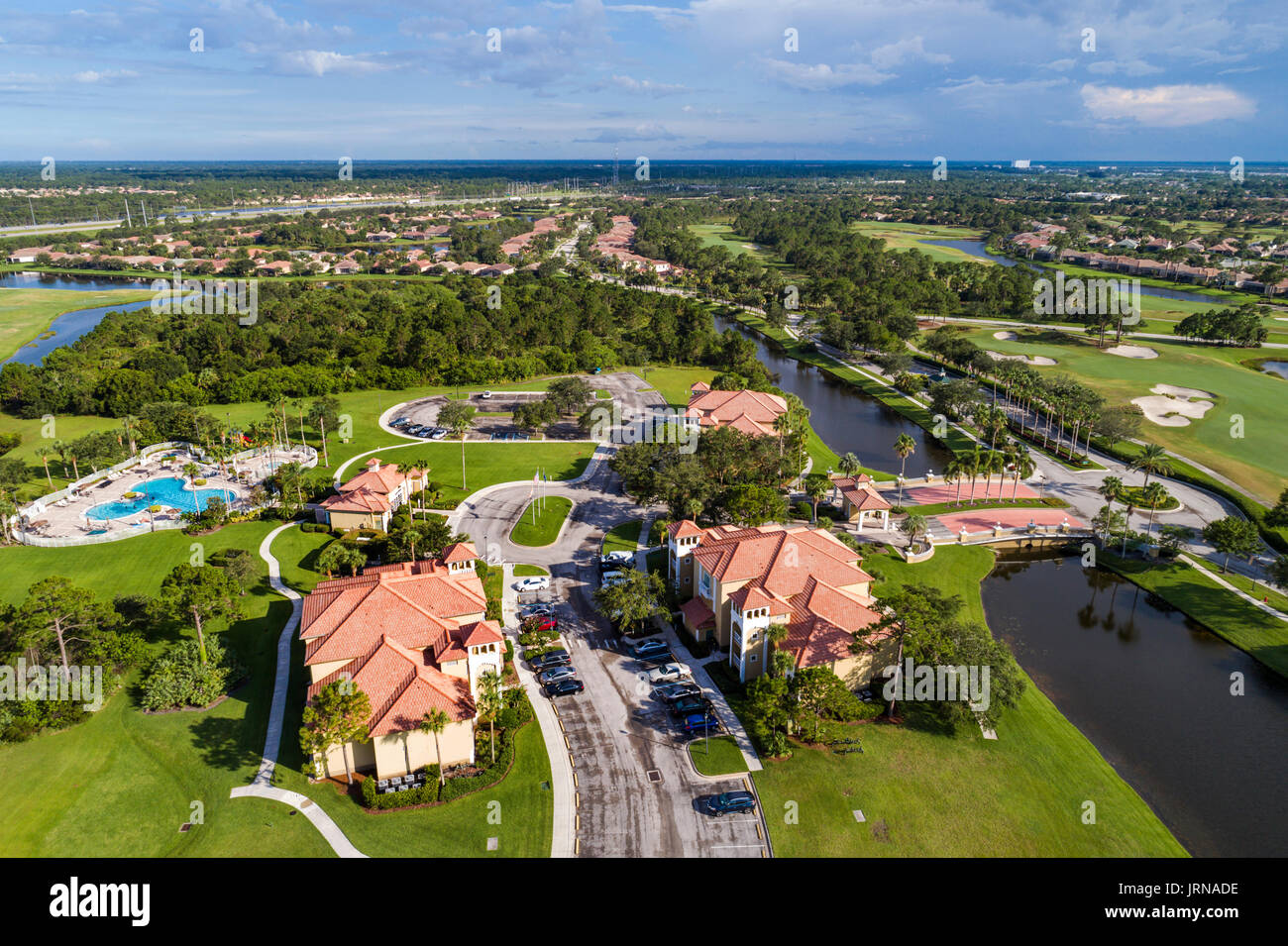 Florida,Port Saint St Lucie West,Sheraton PGA Vacation Resort,aerial overhead view,FL170728d43 Stock Photo