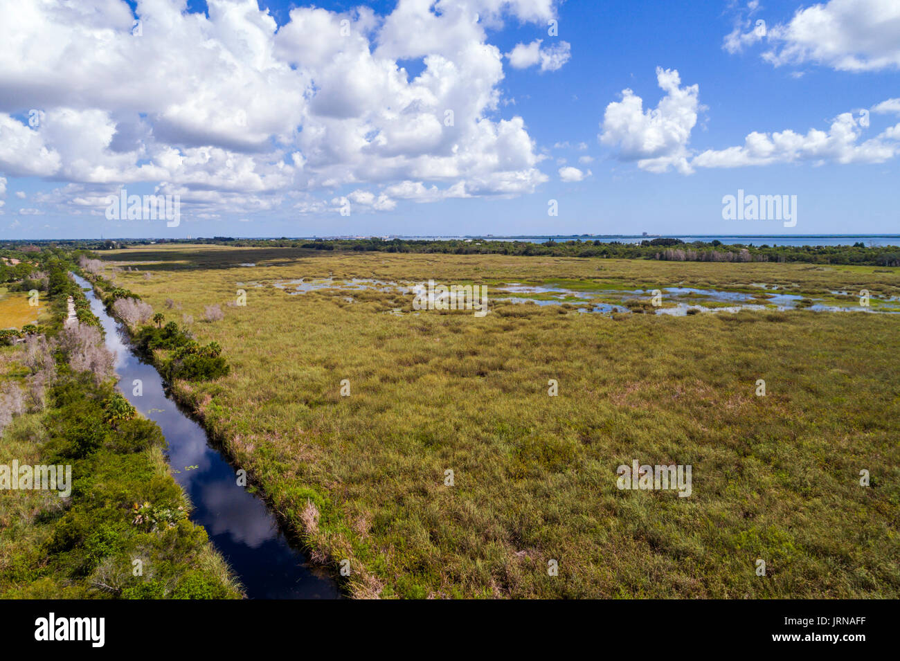 Florida,Fort Ft Pierce,Savannahs Recreation Area,wetlands,preserve,aerial overhead view,FL170728d47 Stock Photo