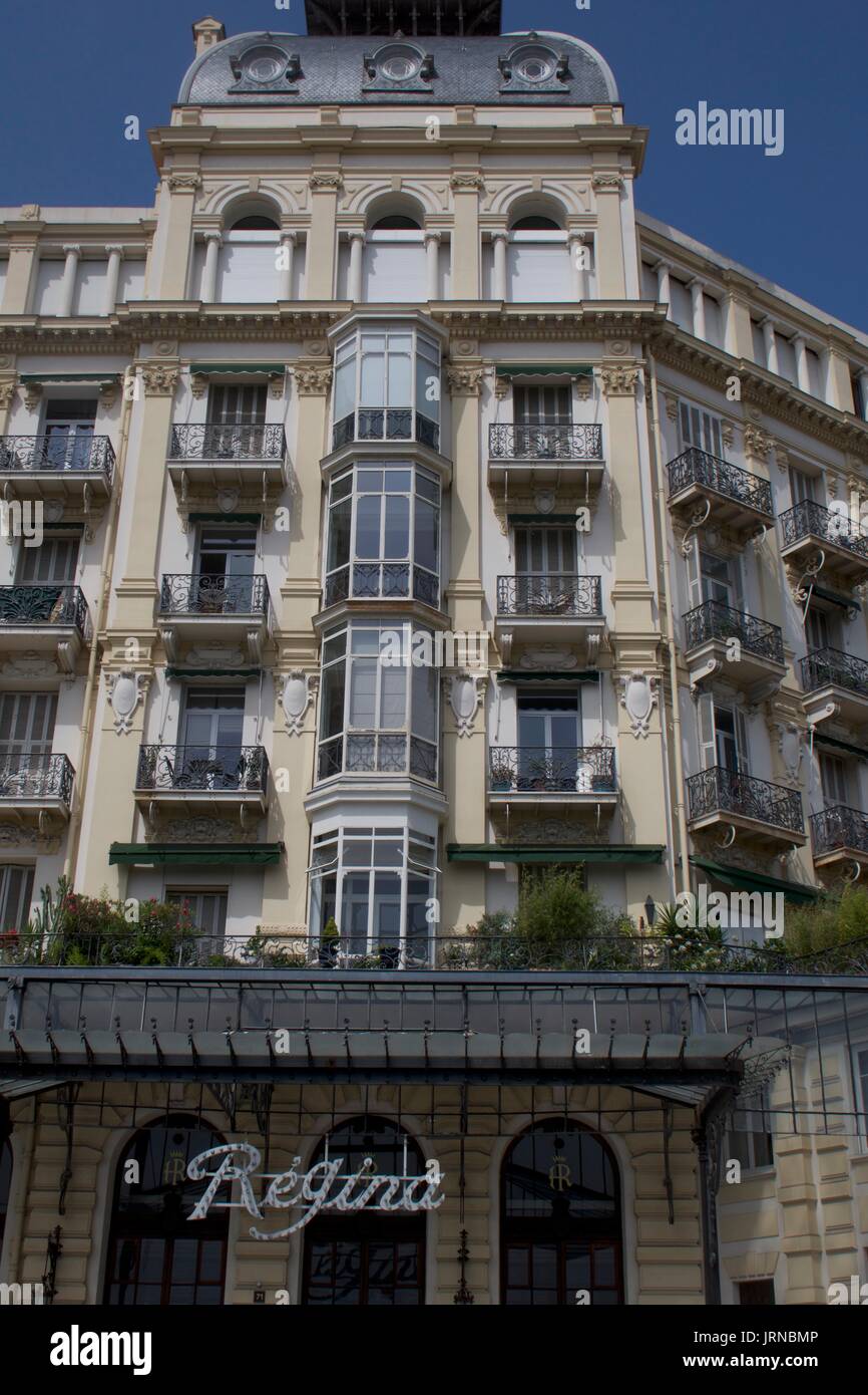 Traditional grand facade of Regina hotel, Nice, France Stock Photo