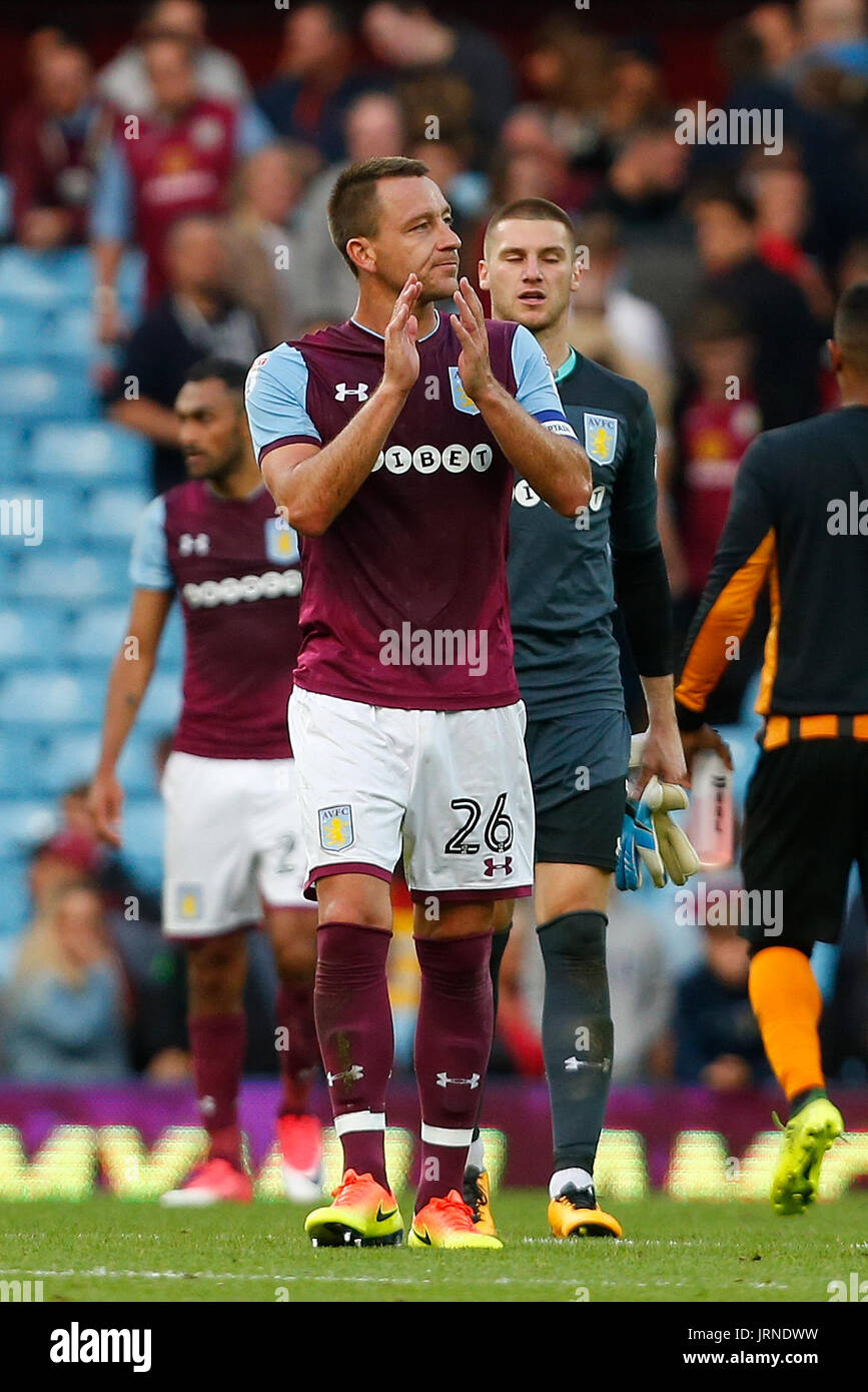 Aston Villa's John Terry claps the home fans after the Sky Bet Championship match at Villa Park, Birmingham. Stock Photo