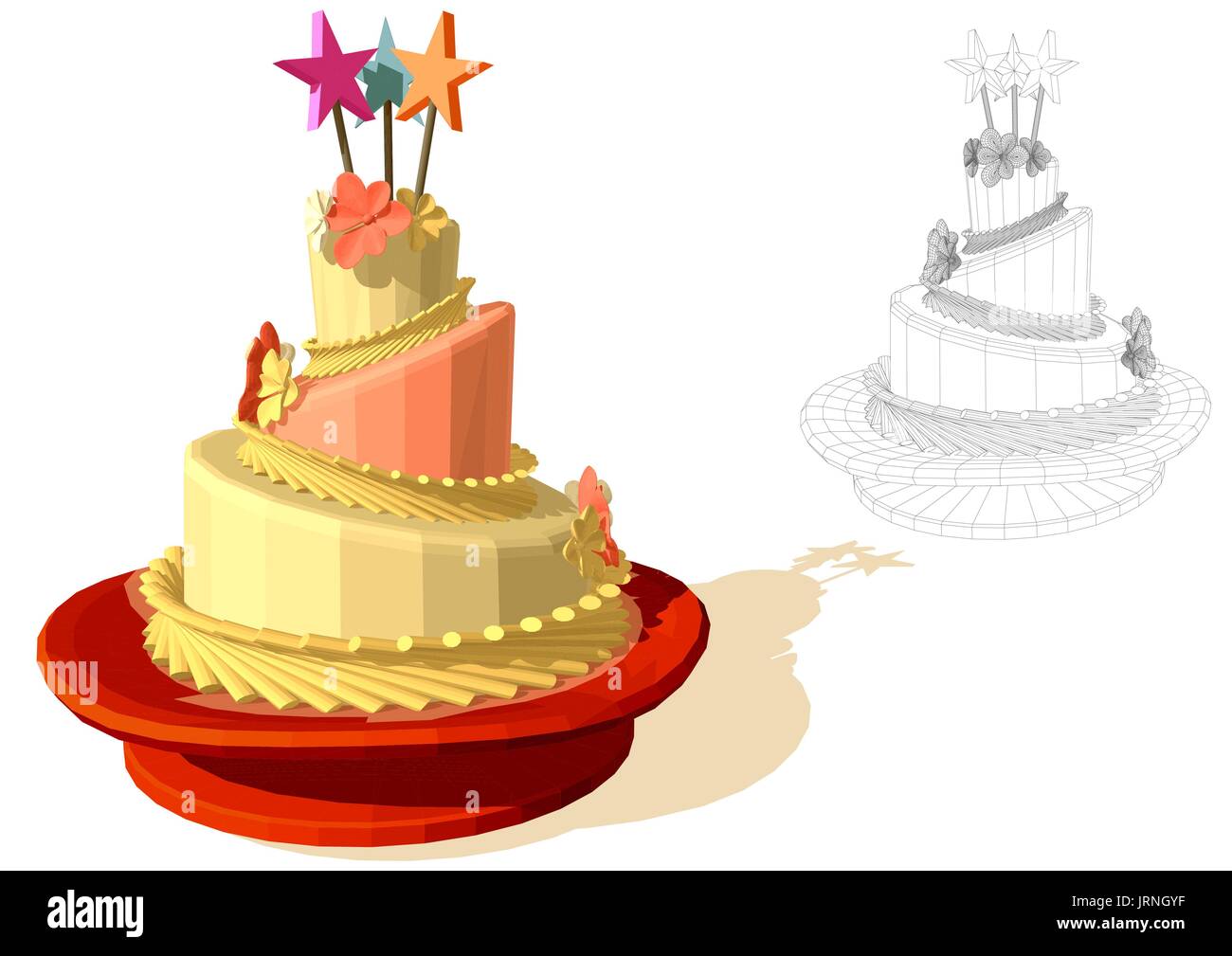 abstract birthday cake isolated on white background Stock Vector Image