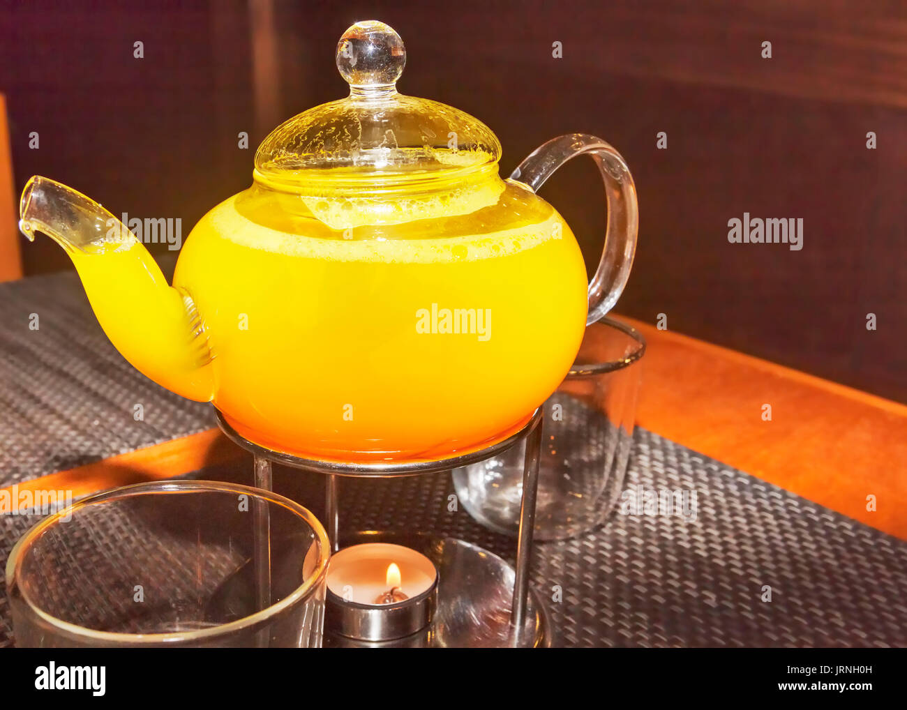 Teapot tea with lemon and ginger and honey japanese style Stock Photo