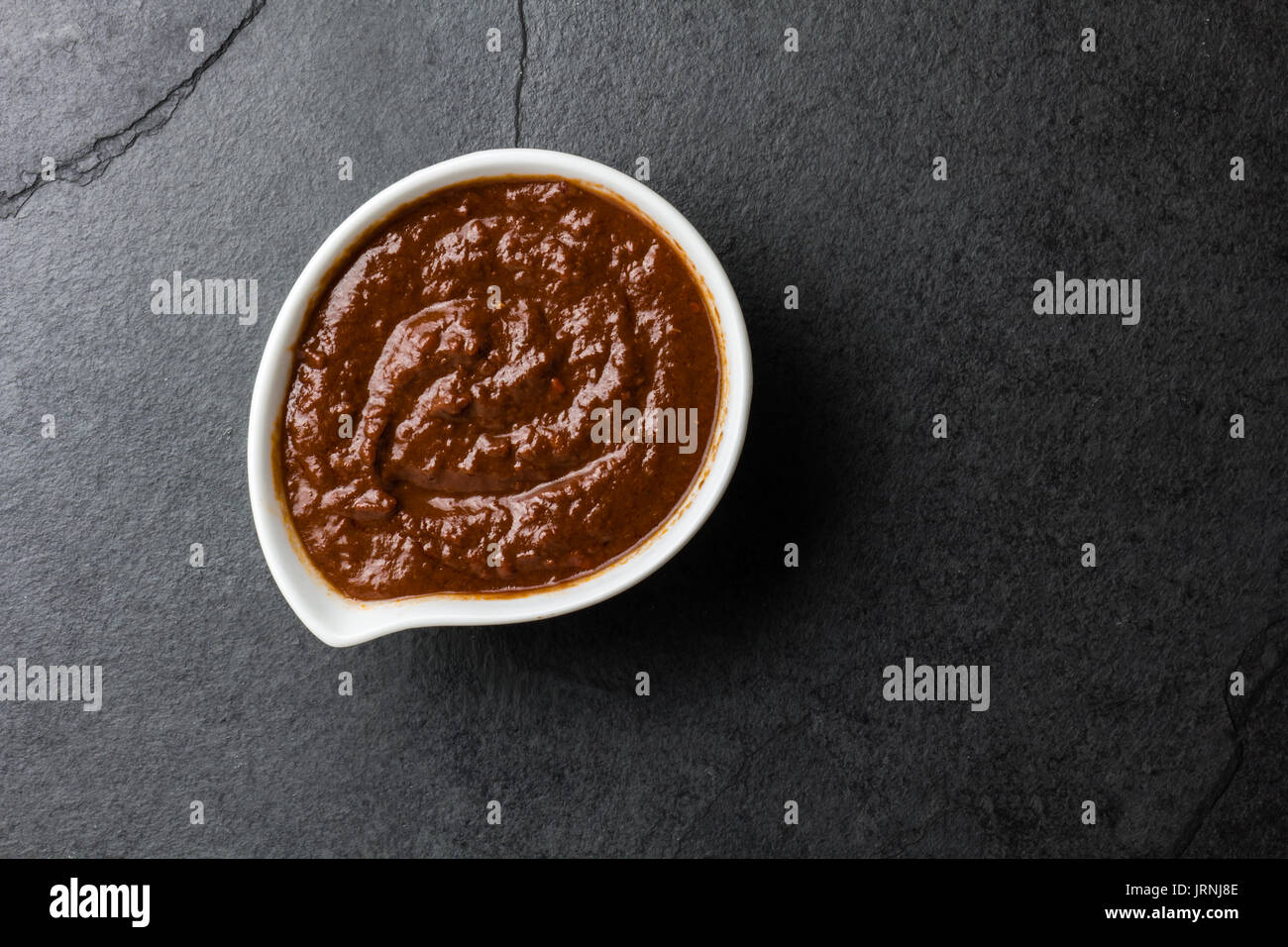 Traditional famous mexican sauce salsa chocolate chili mole poblano