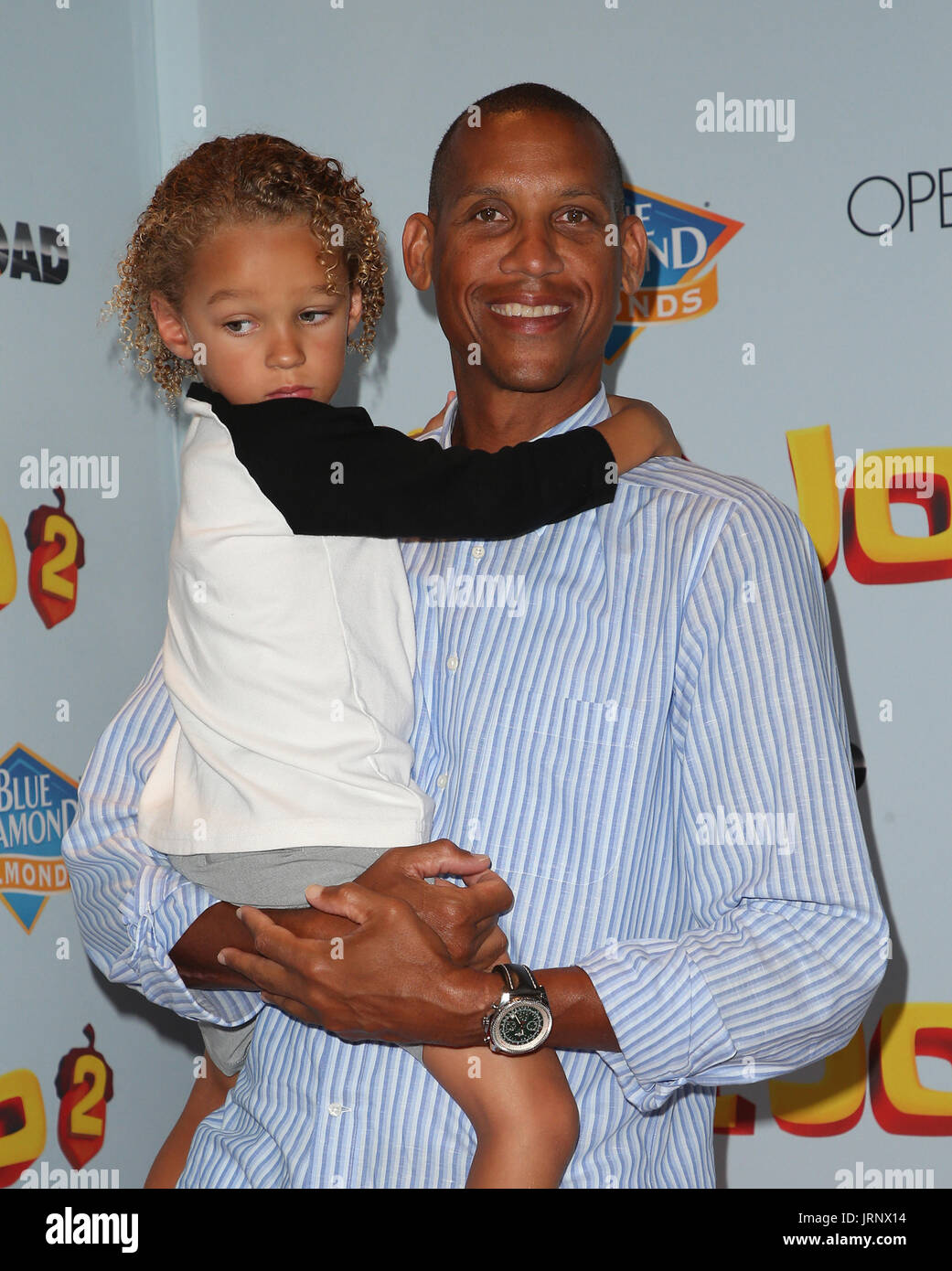 LOS ANGELES, CA - AUGUST 05: Reggie Miller, Ryker Miller, At Premiere Of Open Road Films' 'The Nut Job 2: Nutty By Nature' At The Regal Cinemas L.A In California on August 05, 2017. Credit: FS/MediaPunch Stock Photo