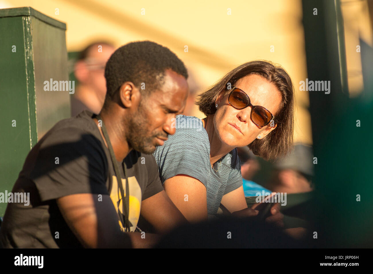 August 05, 2017: Lindsay Davenport in attendance at the Madison Keys (USA) versus Garbine Muguruza (ESP) match at the Bank of the West Classic being played at the Taube Tennis Stadium in Stanford, California. © Mal Taam/TennisClix/CSM Stock Photo