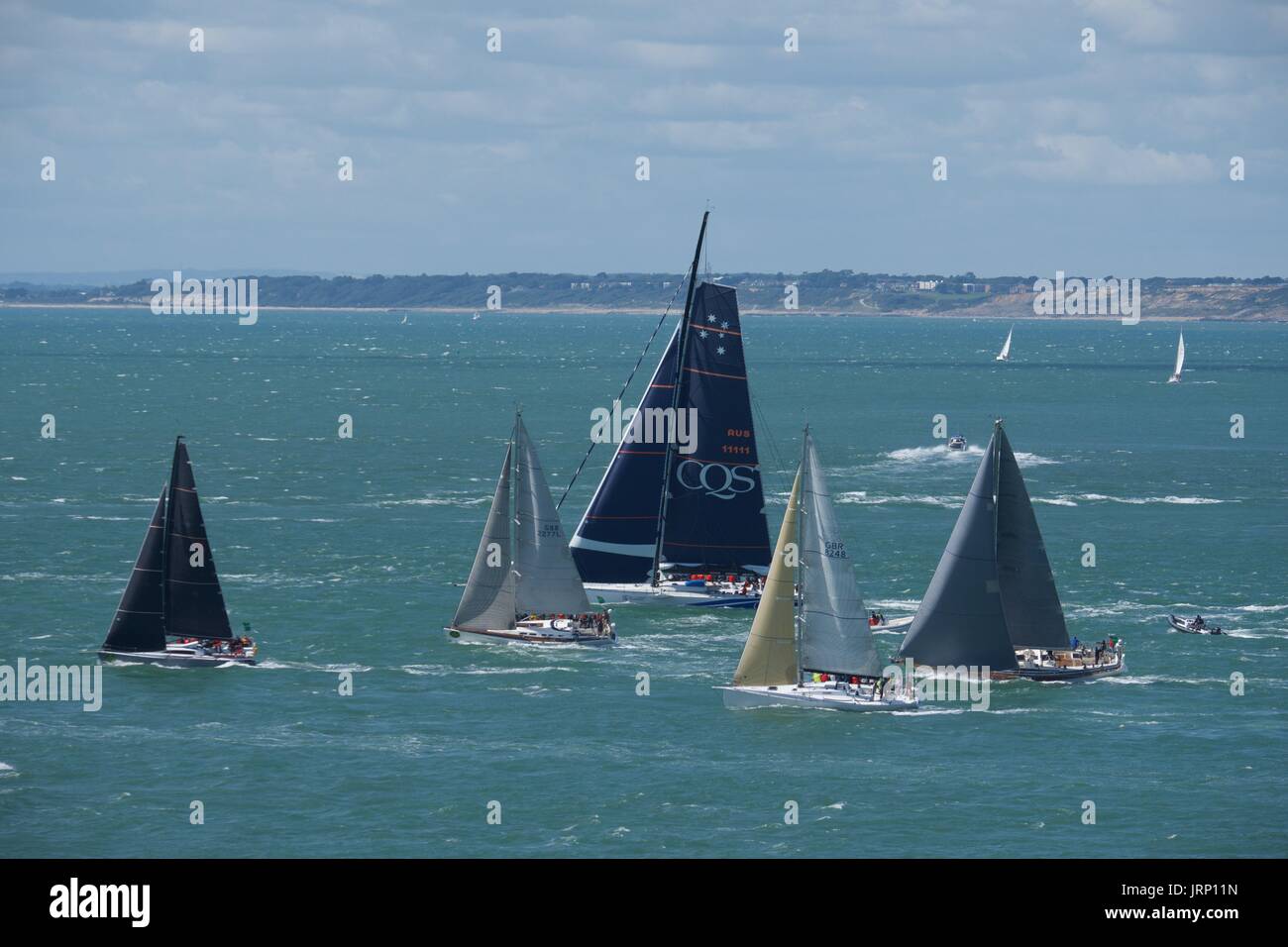 Milford-on-Sea, UK. 06th Aug, 2017. Fastnet Race 2017 as it passed Hurst Castle Credit: Martin Perry/Alamy Live News Stock Photo
