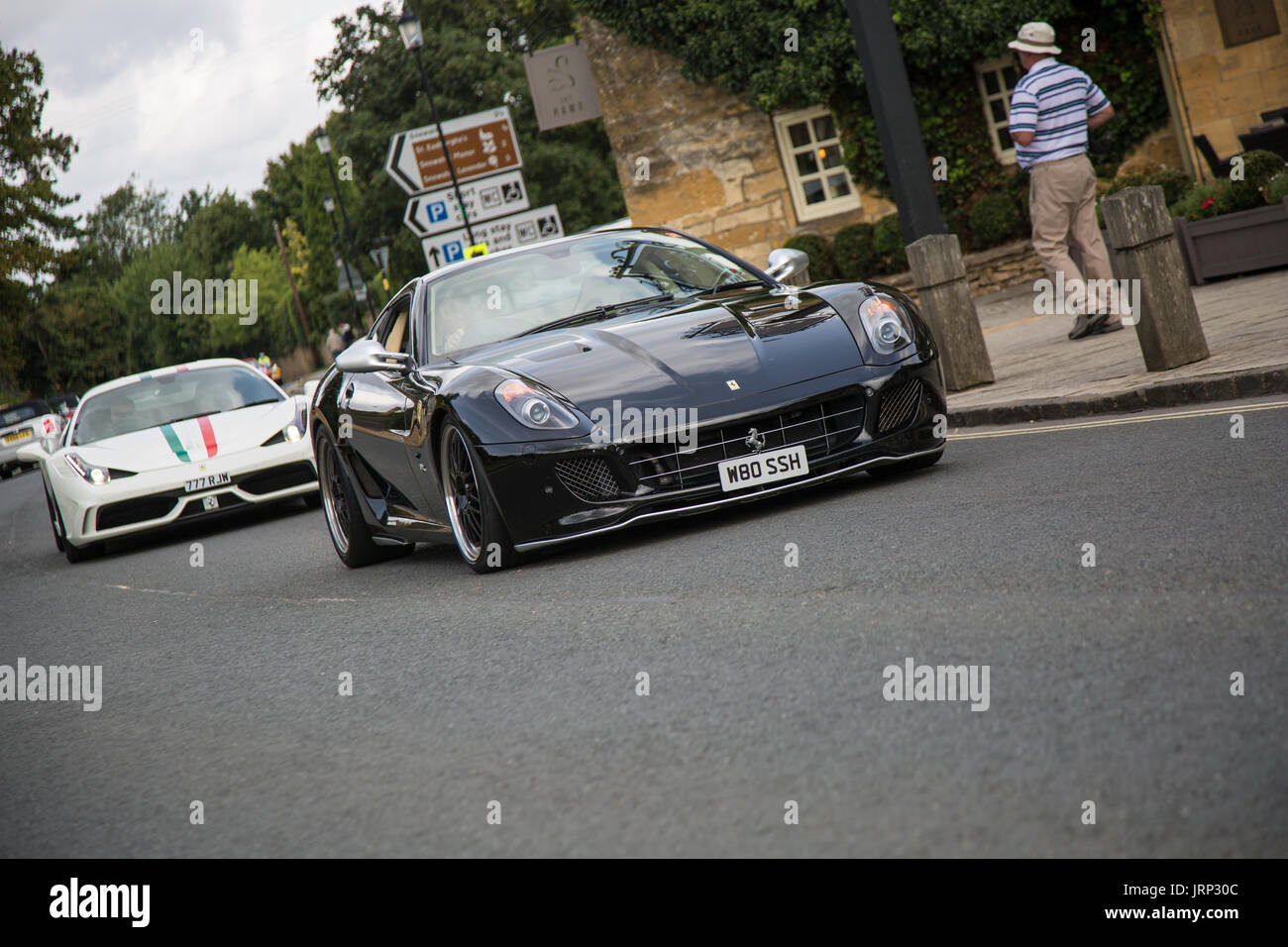 Cotswolds, UK. 06th Aug, 2017. a Ferrari 599 Gtb Fiorano F1 arriving for the Ferrari owners club meeting,where Ferrari car fans can get a closer look at the cars Credit: steven roe/Alamy Live News Stock Photo