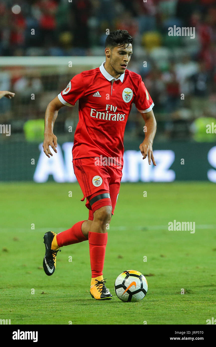 Benfica«s forward Raul Jimenez from Mexico during the Candido Oliveira Super Cup match between SL Benfica and Vitoria Guimaraes at Municipal de Aveiro Stadium on August 5, 2017 in Aveiro, Portugal. (Photo by Bruno Barros) Stock Photo