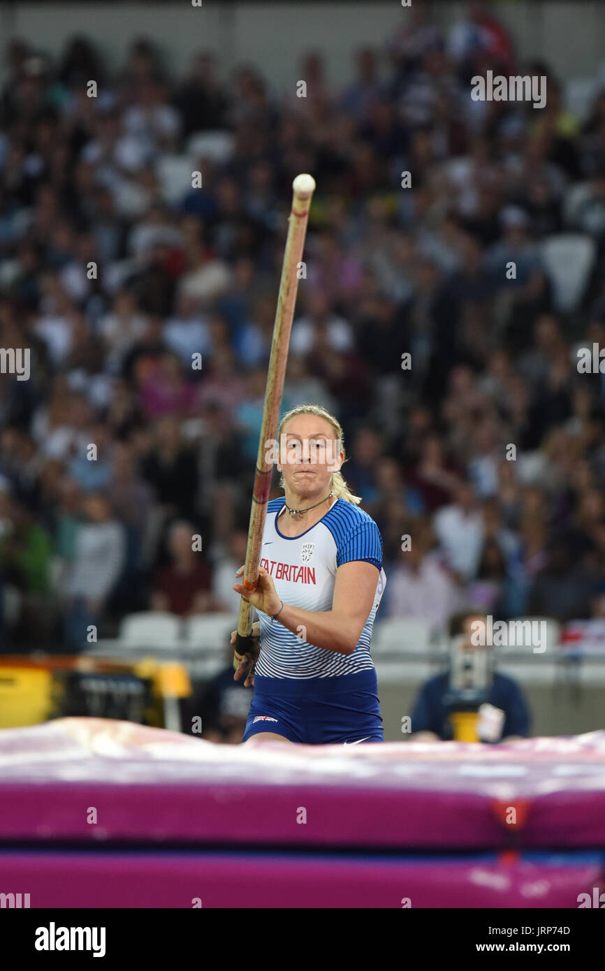 London, UK. 6th August 2017. IAAF World Championships.  Sunday. Holly Bradshaw (GB). Pole Vault, Women's final. Credit: Matthew Chattle/Alamy Live News Credit: Matthew Chattle/Alamy Live News Stock Photo