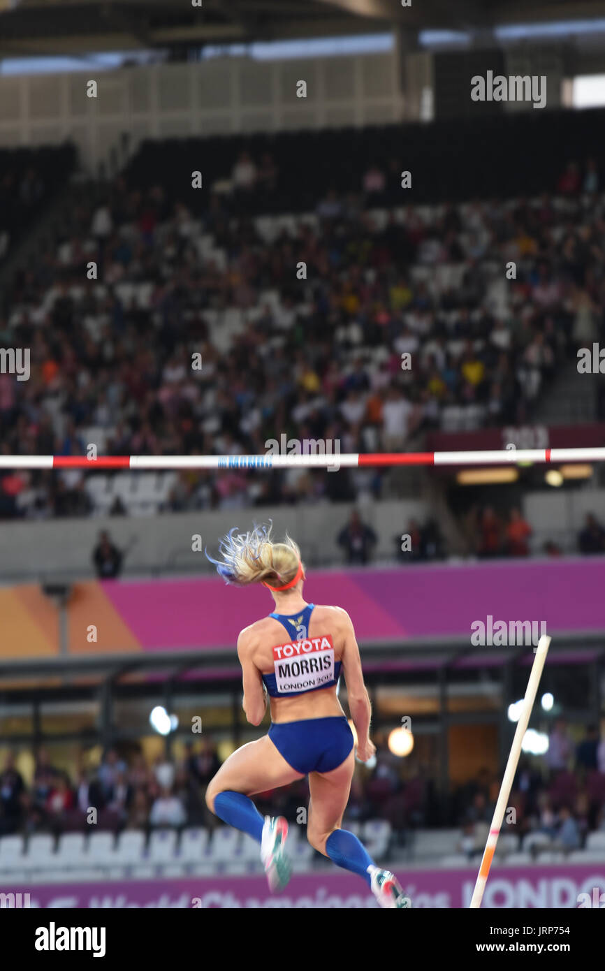 London, UK. 6th August 2017. IAAF World Championships.  Sunday. Sandi Morris (USA). Pole Vault, Women's final. Credit: Matthew Chattle/Alamy Live News Credit: Matthew Chattle/Alamy Live News Stock Photo