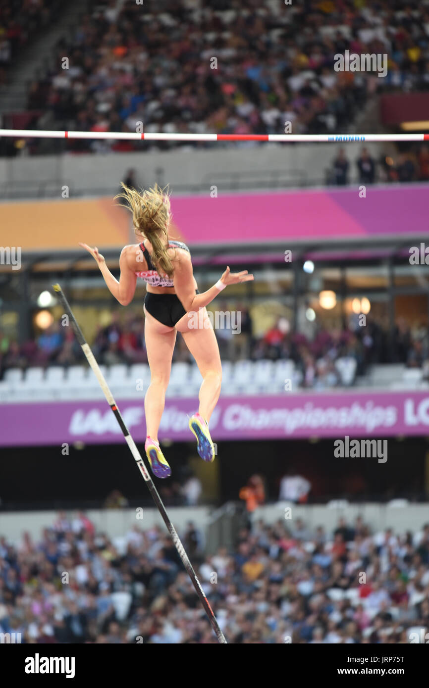 London, UK. 6th August 2017. IAAF World Championships.  Sunday. Eliza McCartney (New Zealand). Pole Vault, Women's final. Credit: Matthew Chattle/Alamy Live News Credit: Matthew Chattle/Alamy Live News Stock Photo