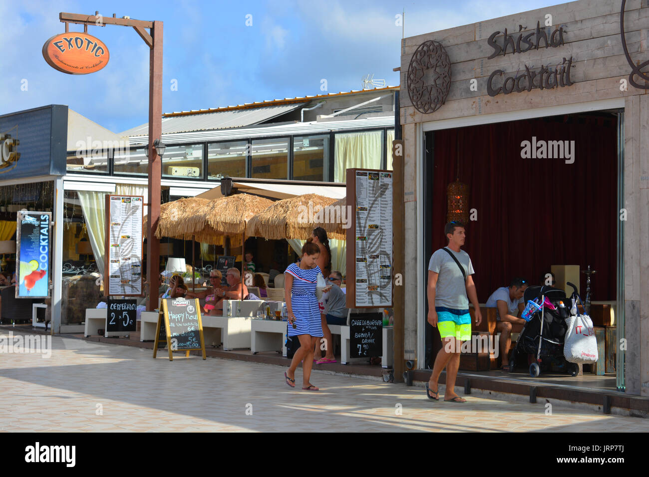 Shisha Cocktail Bar & Exotic Bar on the Arenal Beach, Javea, Spain. Stock Photo