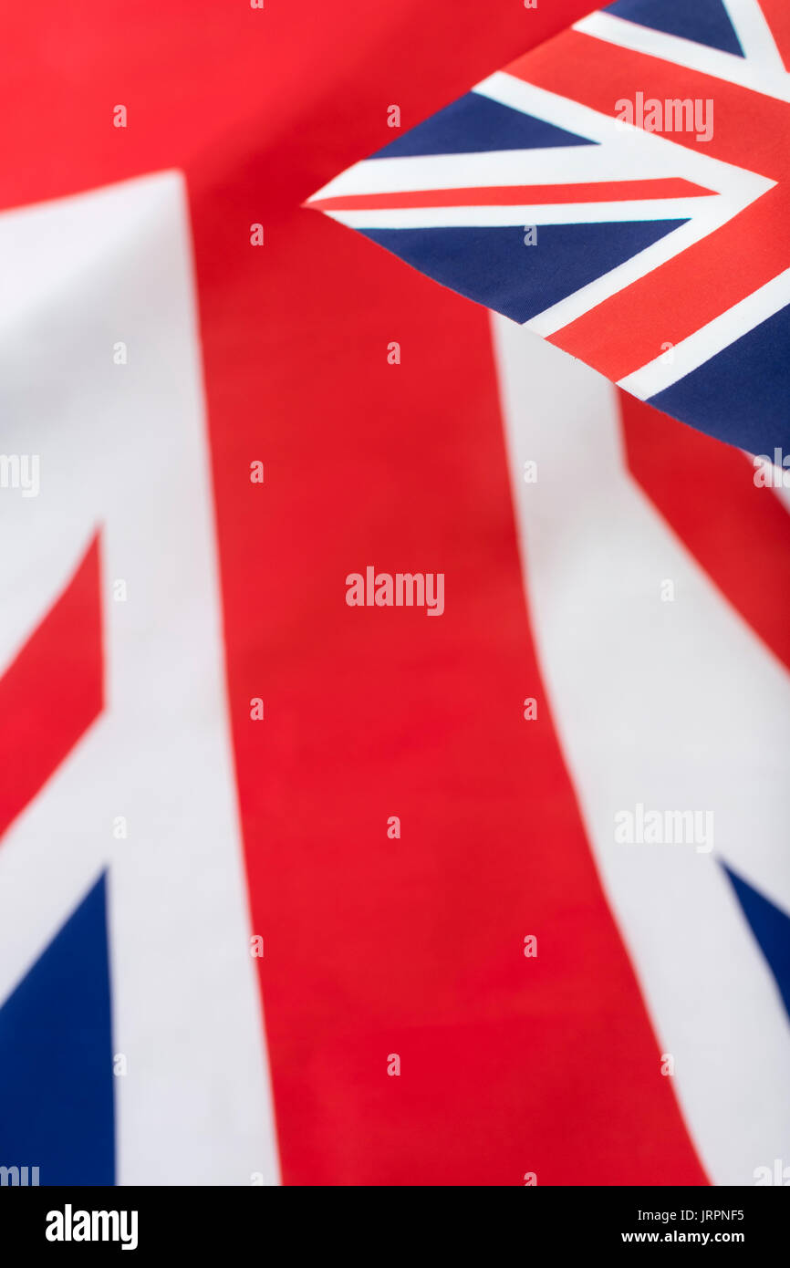Clustered mini Union Jack flags. British patriots, being patriotic, celebrating Brit way of life, Rule Britannia, Union Jack abstract, Made in Britain Stock Photo