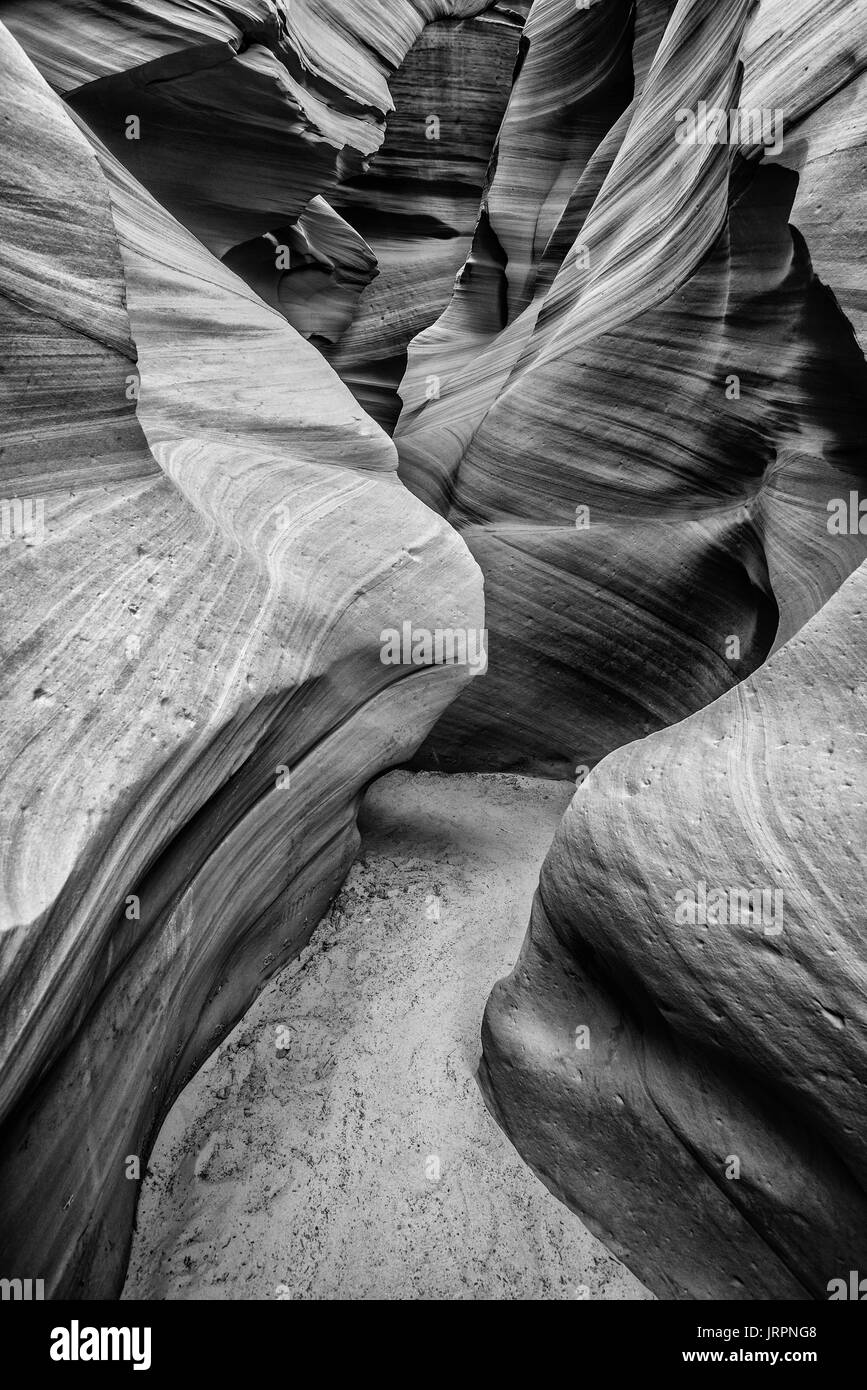 The amazing Antelope Slot canyons in Arizona, CA. These in particular are from Canyon X. Stock Photo