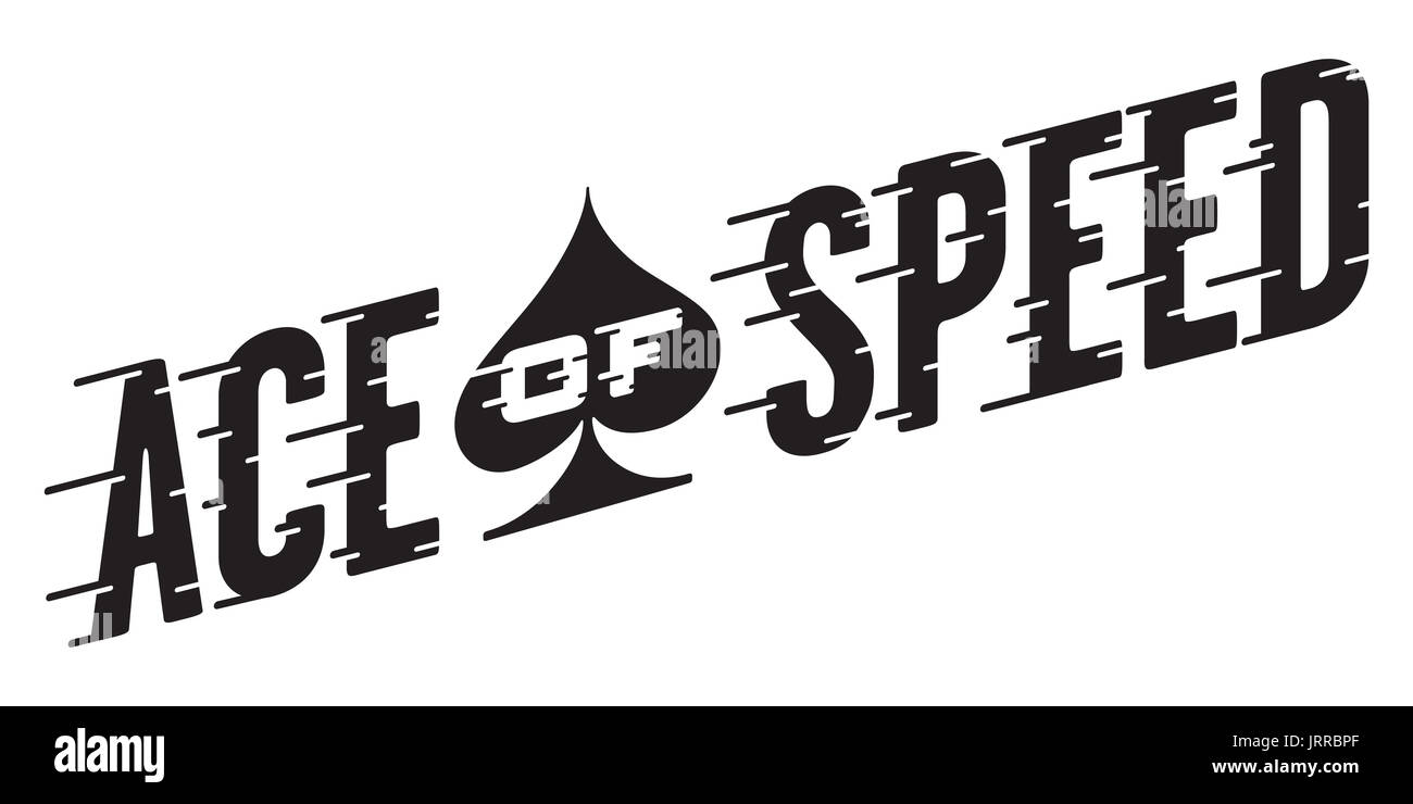 Ace of Speed Retro Vector Design Vector illustration of vintage hot rod, motorcycle design with ace of spades shape and custom speed line typography. Stock Photo