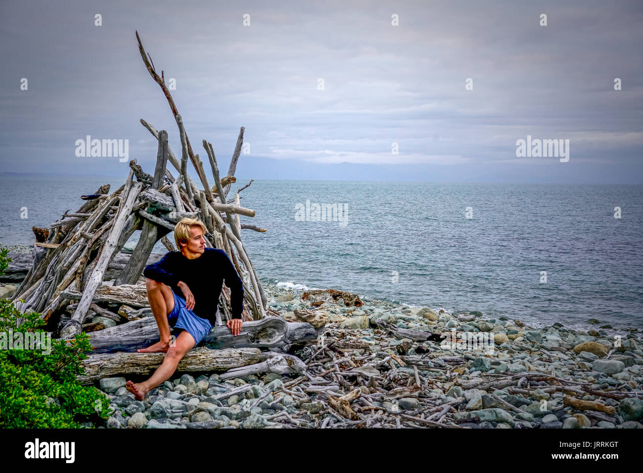 Relaxing At Glenduan Beach, Nelson - New Zealand Stock Photo