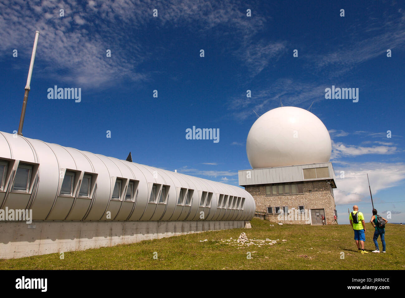 Skyguide aerial radar station, settled on the summit of the Dôle mountain, Jura (Swiss) Stock Photo