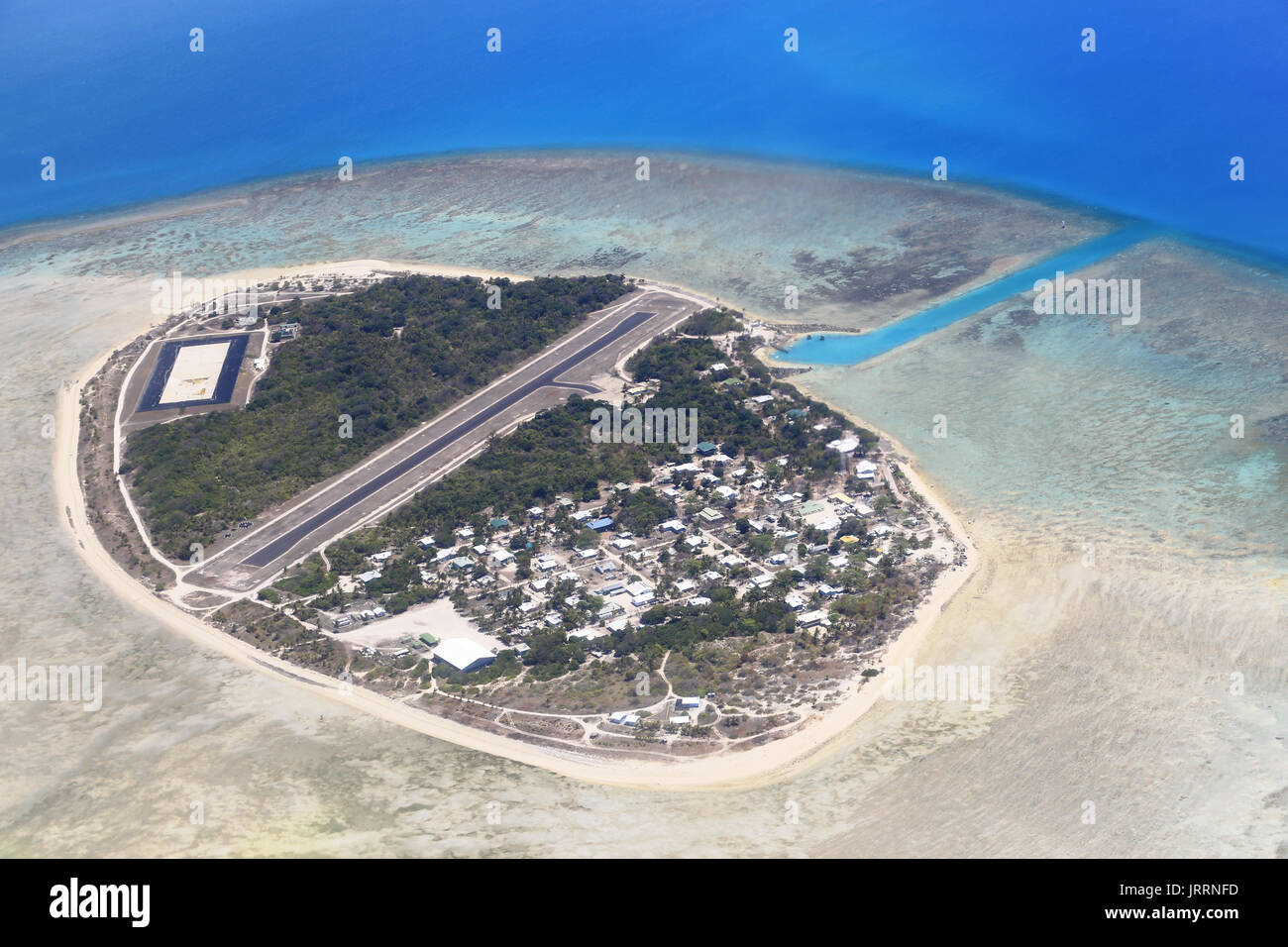 Aerial view of Warraber (Sue) Island, Torres Strait Stock Photo