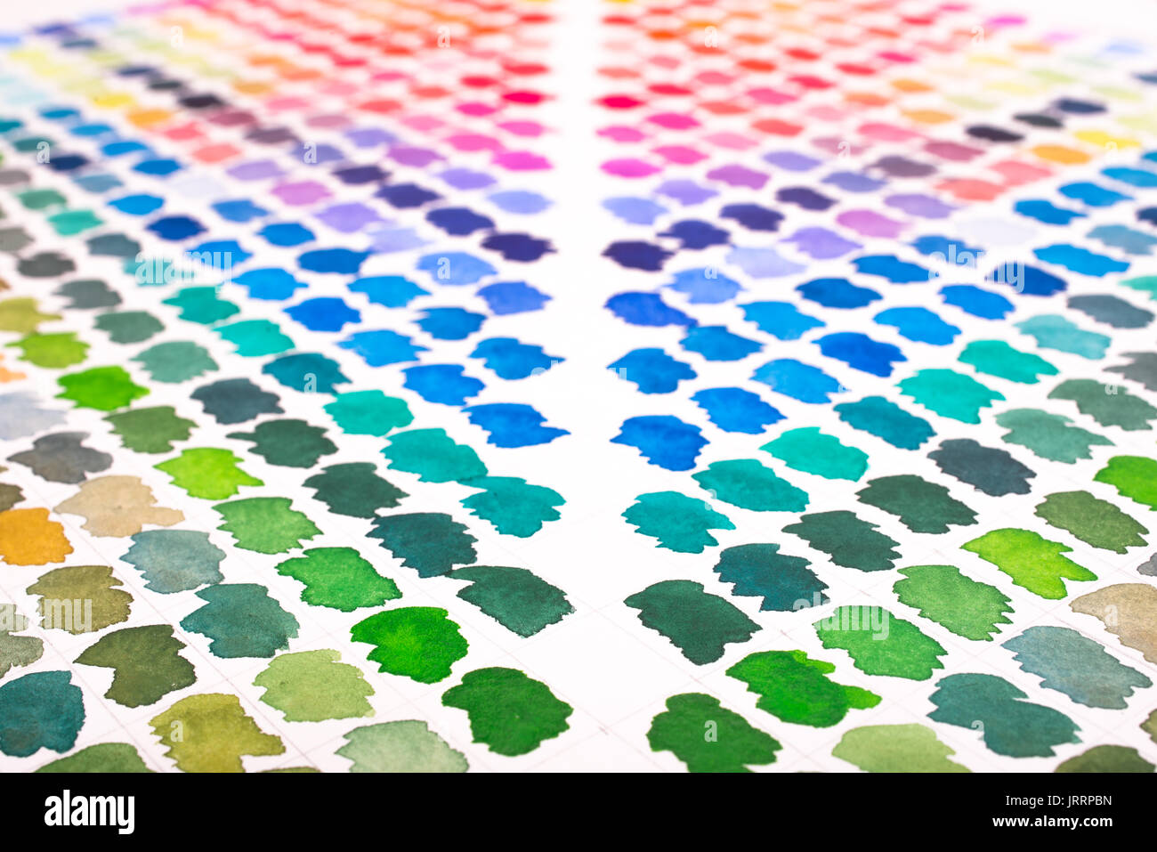 Watercolours Colour Palette In Green Blue Violet Turquoise And Red Stock Photo Alamy