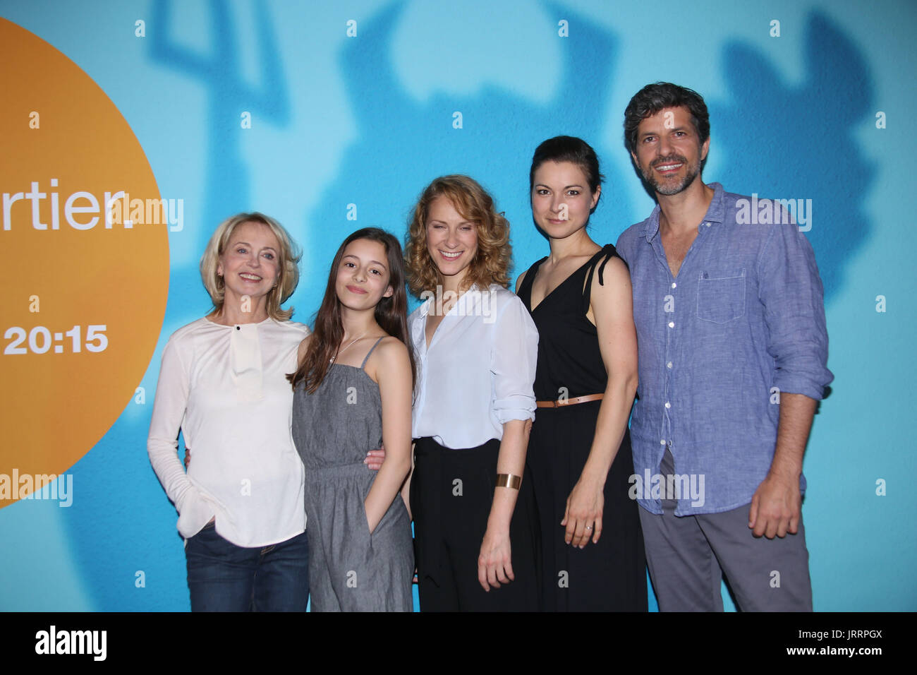 Photocall of German TV Series 'Das Pubertier' at Hotel EAST in Hamburg.  Featuring: Pasquale Aleardi, Mia Kasalo (14), Gisela Schneeberger, Chiara  Schoras, Henriette Richter-Roehl Where: Hamburg, Germany When: 06 Jul 2017  Credit: