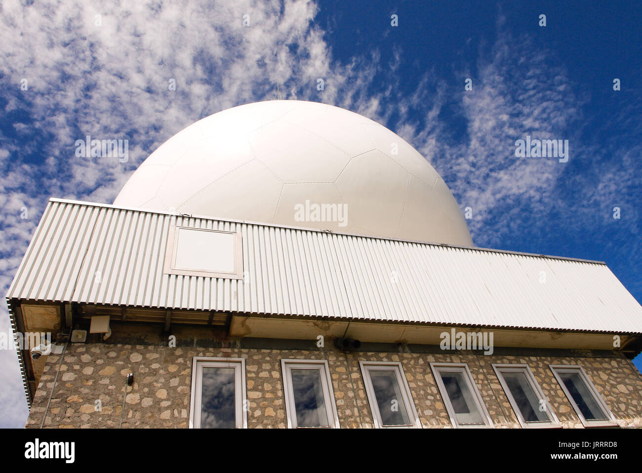 Skyguide aerial radar station, settled on the summit of the Dôle mountain, Jura (Swiss) Stock Photo