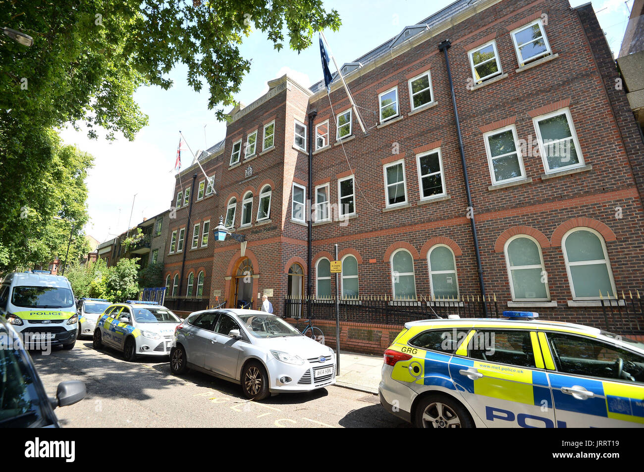 Bethnal Green Police Station in east London as the number of police