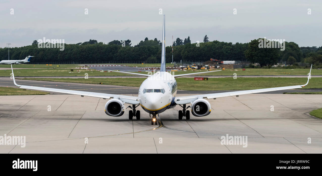A Ryanair Boeing 737-8AS  taxis at London Stansted airport Stock Photo