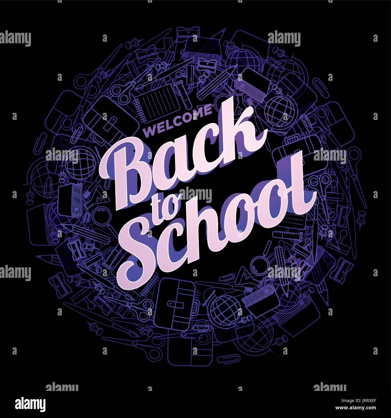 Vector design template for Back to school. school supplies icons, sharp ...
