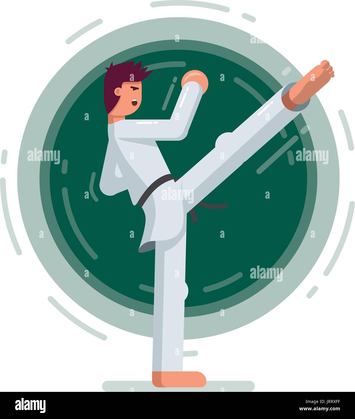 Martial arts training. Flat vector illustration. Stock Vector