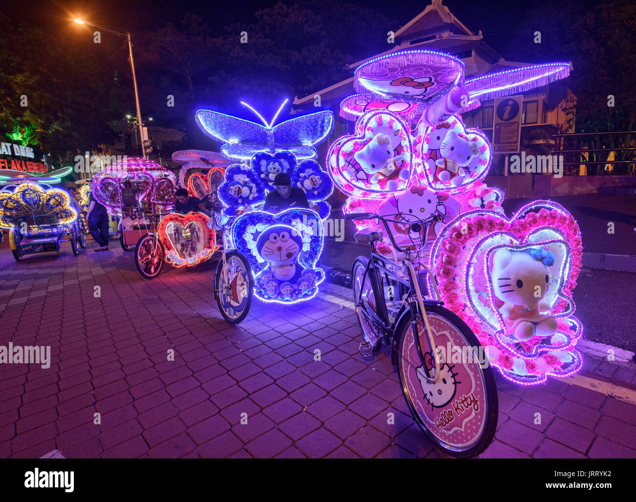 Rickshaw (trishaw) in UNESCO World Heritage Malacca, Malaysia Stock ...