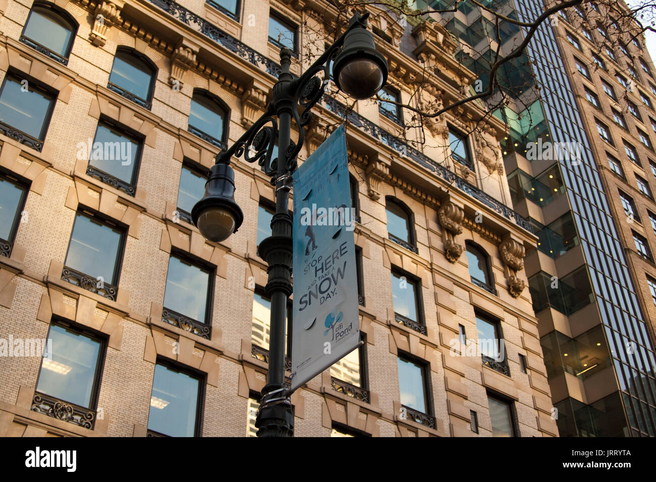 Advertisement attached to street lamp post in Manhattan, NY Stock Photo Alamy