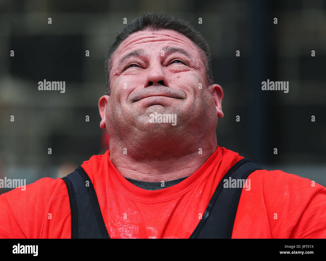 Chad Coy takes part in the Ultimate Strongman Masters World Championship final at Crumlin Road Gaol in Belfast. Stock Photo