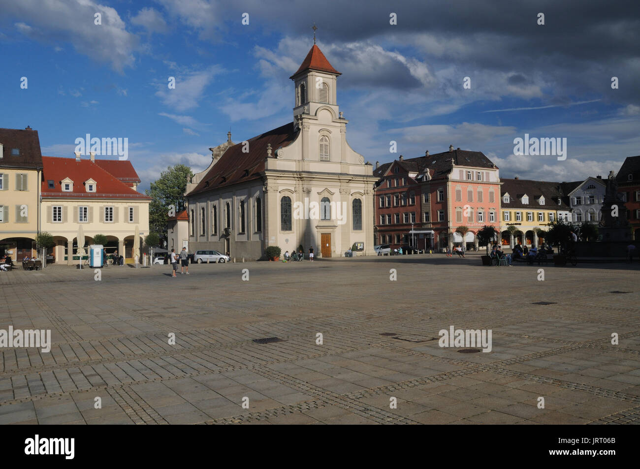 The Marktplatz and Heiligsten Dreieinigkeit (Holy Trinity) church in Ludwigsburg, Baden-Württemberg, Germany Stock Photo