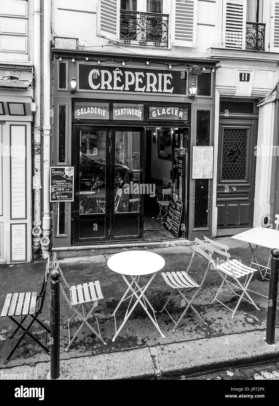 Small French Creperie in Paris - PARIS / FRANCE - SEPTEMBER 24, 2017 Stock Photo