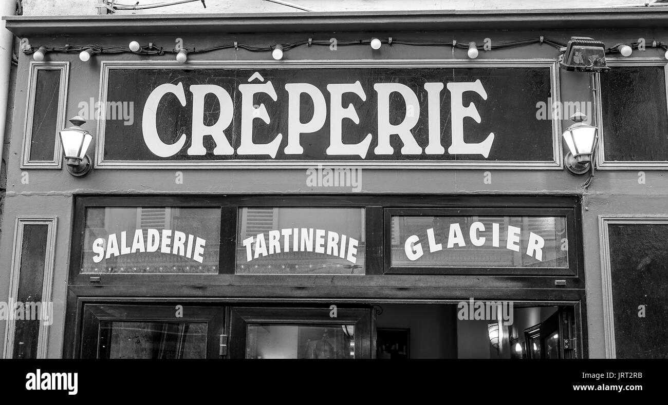 Small French Creperie in Paris - PARIS / FRANCE - SEPTEMBER 24, 2017 Stock Photo