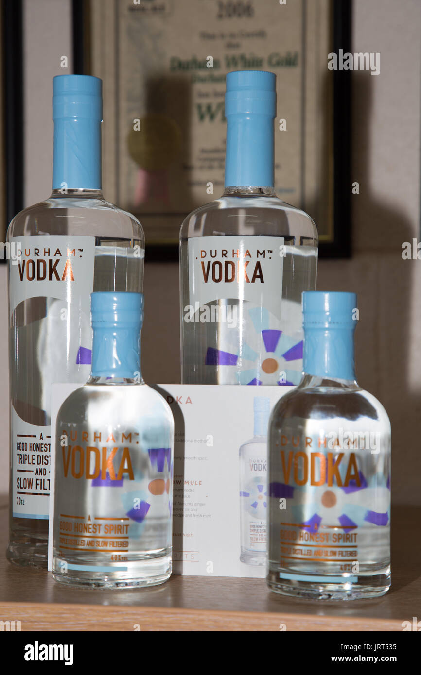 A selection of bottles of Durham Vodka in the shop at Durham Distillery