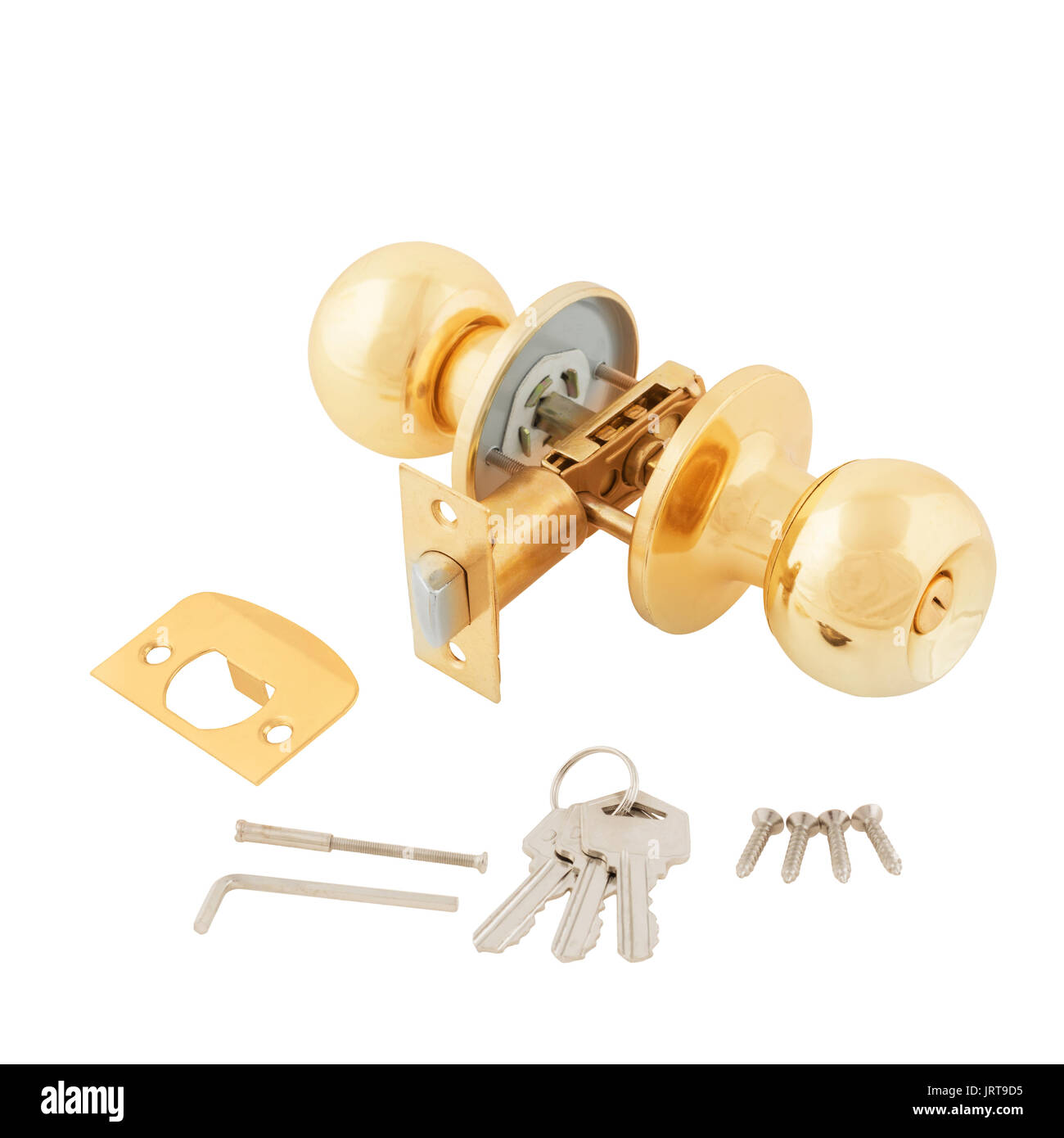 Door lock assembly on White Background Stock Photo Alamy