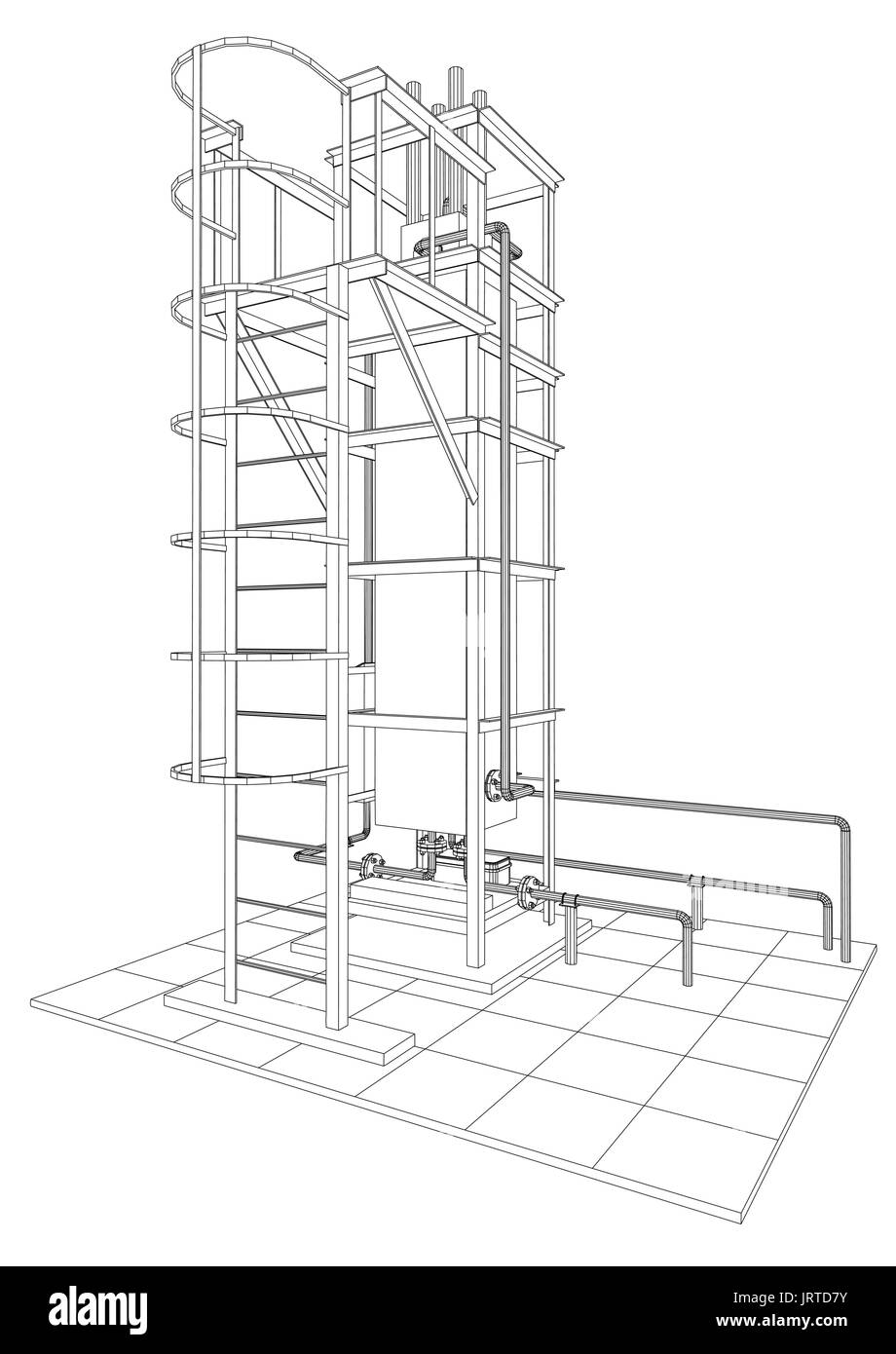 Petroleum gas installation. Tracing illustration of 3d Stock Vector ...