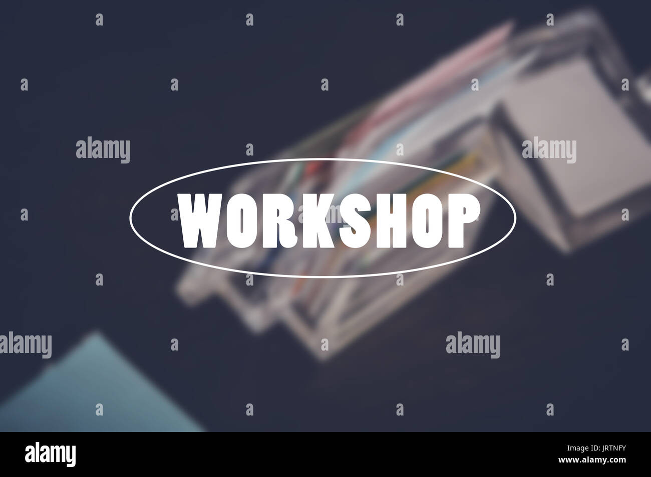 workshop word with blurring business office background Stock Photo - Alamy