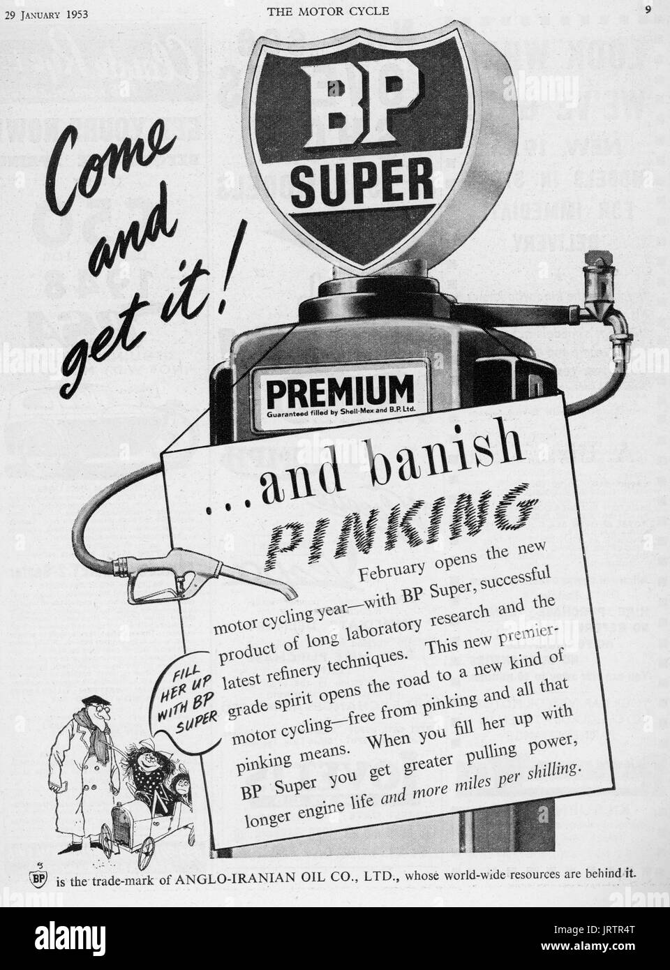 BP Petrol Advert 1953 Stock Photo