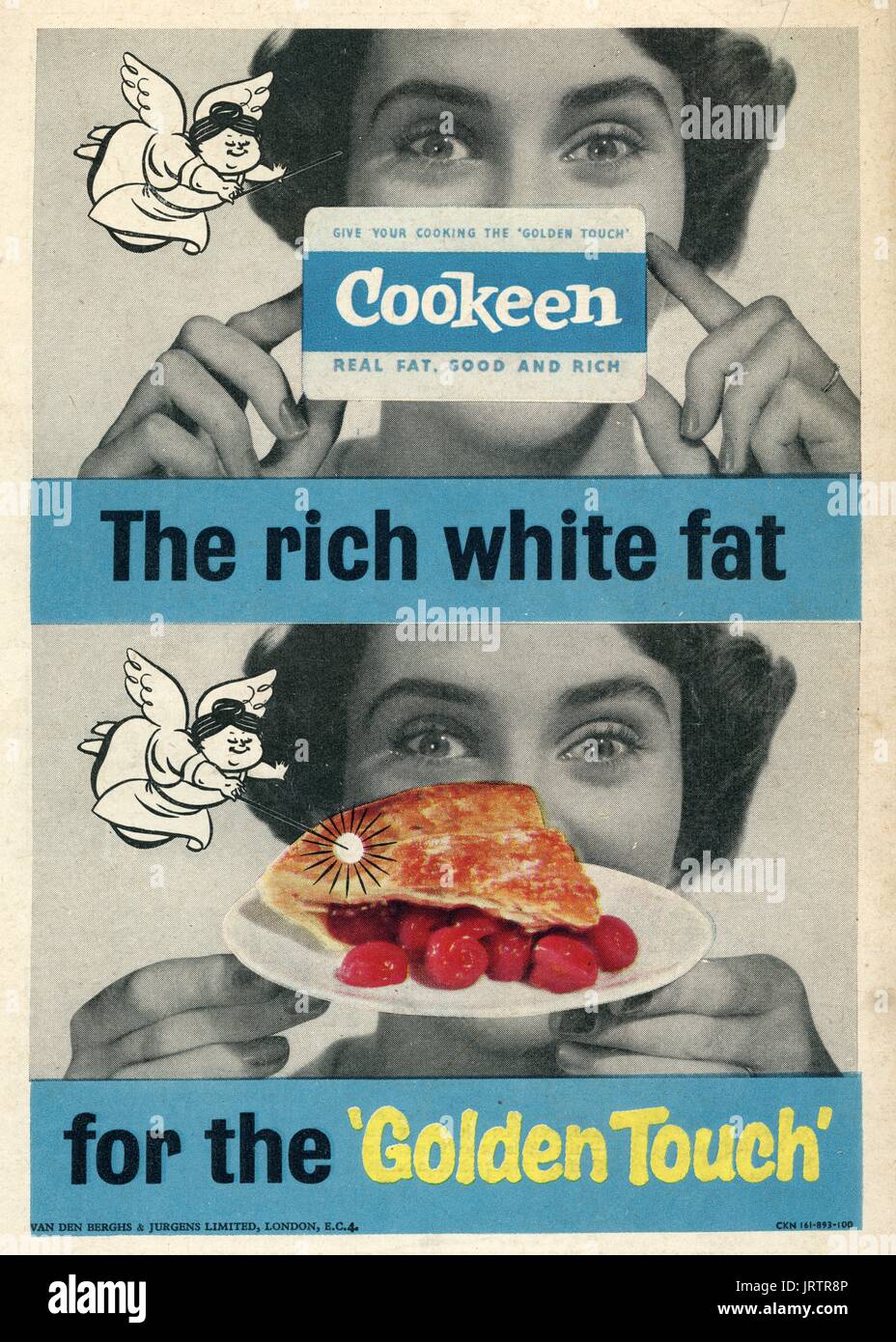 Cookeen Magazine Advert for lard in1957 Stock Photo Alamy