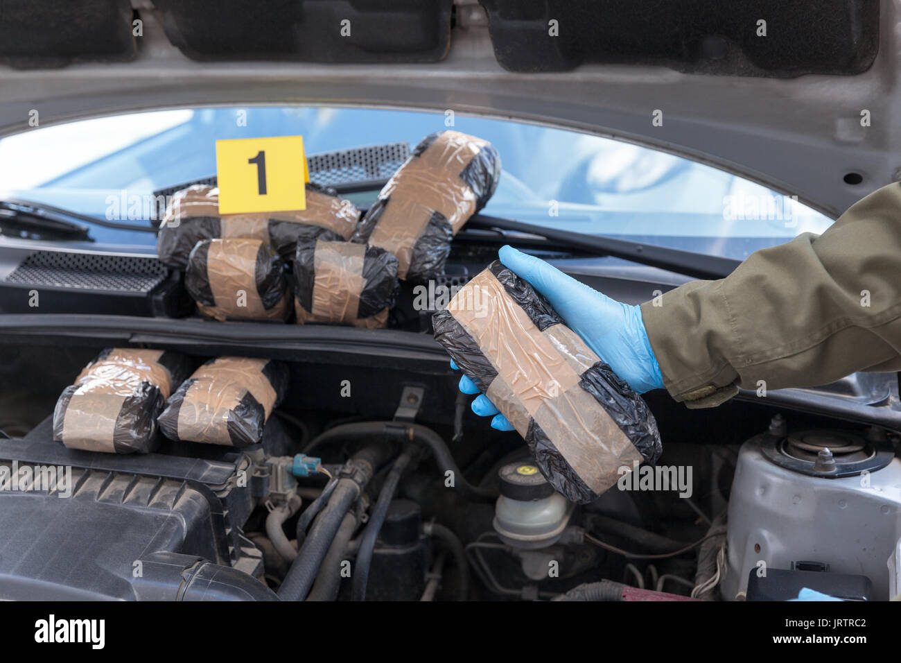 Hidden drugs in a vehicle compartment Stock Photo Alamy